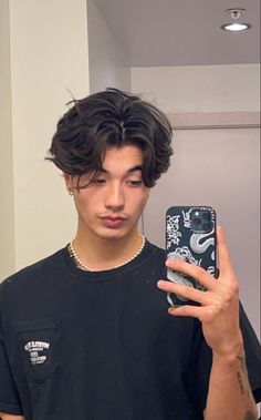 Asian Middle Part Hair Men Perm, Medium Length Hair Men Wavy Middle Part, Low Taper Middle Part Asian, Asian Wavy Perm Middle Part Men, Masc Haircuts Middle Part, Korean Wavy Perm Men Middle Part, Black Hair Middle Part Guy, Pushback Middle Part Men, Men’s Middle Part Flow