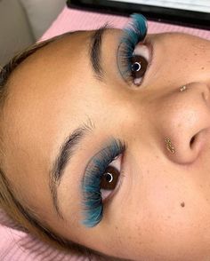 Teal Lash Extensions, Festival Lash Extensions, Colour Eyelash Extensions, Blue Eyelash Extensions, Blue Lash Extensions, Coloured Lash Extensions, Lash Extensions With Color, Lashes With Color