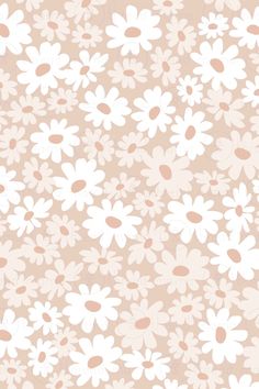 a white and pink flower pattern on a light brown background, with small dots in the center