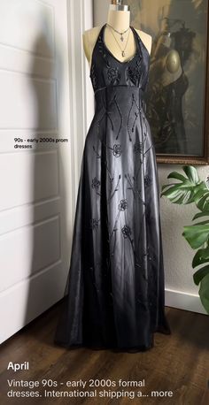 Fancy Grunge, Vintage Prom Dresses 90s, 90s Formal Dress, 90s Prom Dresses, Funky Dresses, Prom Dress Inspiration, Goth Dress