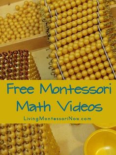 a bunch of balls that are sitting on a table with the words free montessoi math videos