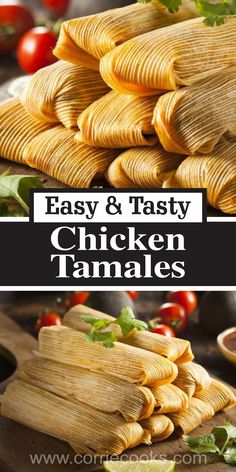 easy and tasty chicken tamales with cilantro on the side