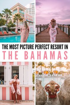 the most picture perfect resort in the bayamas with text overlay that reads, the most picture perfect resort in the bayamas