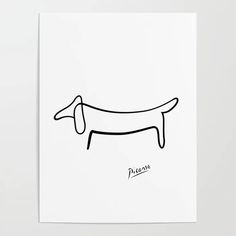 a black and white drawing of a dachshund dog on a white background