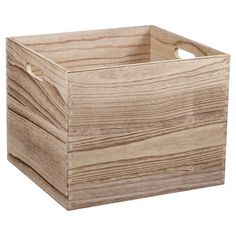 a wooden box is shown on a white background