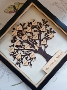 a family tree with hearts attached to it