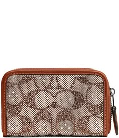 COACH Essential Small Zip Around Crystal Signature Jacquard Wallet | Dillard's Small Coach Wallet, Cute Wallet Aesthetic, Coach Bag Aesthetic, It Girl Must Haves, Girl Must Haves, Materialistic Things, Coach Outfits, Light Grey Leggings, Cute Things To Buy