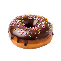 a chocolate frosted donut with sprinkles