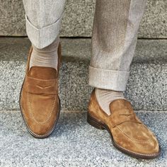 Handmade Mens beige suede moccasins, Men suede penny loafer, Gift for him Masculine Suede Moc Toe Loafers, Masculine Suede Loafers With Plain Toe, Beige Moccasins For Business, Masculine Suede Loafers For Business, Masculine Suede Slip-on Loafers, Classic Beige Suede Loafers, Goodyear Welted Suede Wingtip Moccasins, Penny Loafers Men Outfit, Loafers Men Outfit