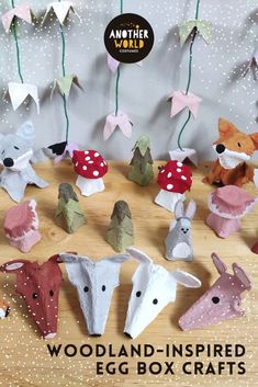 the woodland animal egg box crafts are ready to be made