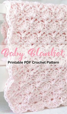 a crocheted baby blanket is shown with the text, baby blanket printable pattern