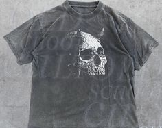 Peckshirt  Skull With Horns Vintage 90s Graphic T-Shirt, Gothic Y2k Shirt, Retro Skeleton Tee, 90s Skull Shirt, Y2k Skull, Washed Oversize Grunge Tee - Print In Your Way. Because of its versatility, shirts are a necessary piece of clothing for individuals of all ages and genders. Typically, it has either long or short sleeves, buttons along the front, and a collar. Shirts are appropriate for formal, business, and casual settings since they are available in an extensive range of designs, colors, and materials. They may be dressed more officially in dress trousers and a tie, or more casually in jeans and a tee shirt. Shirts are a popular option for daily wear as they are comfortable, breathable, and easy to maintain. Whether you're dressing up for a formal event or going casual, a well-fitti Casual Tops With Skull Shape For Alternative Fashion, Casual Skull Streetwear Tops, Casual Skull Print Top For Alternative Fashion, Y2k Skull Print Tops For Alternative Fashion, Casual Acid Wash T-shirt With Skull Print, Alternative Washed Top For Streetwear, Grunge Short Sleeve Top With Skull Print, Short Sleeve Grunge Top With Skull Print, Acid Wash Skull Print Crew Neck Top