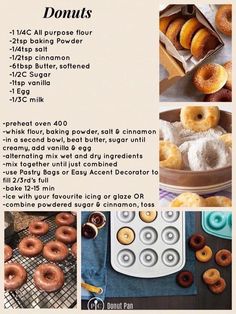 an advertisement for doughnuts with instructions on how to make them and what to use them