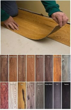 wood flooring samples with different colors and sizes, including the top one being cut