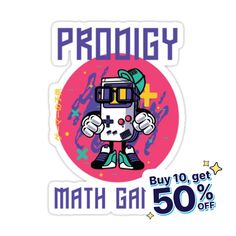 a sticker with the words pronogy on it and an image of a robot