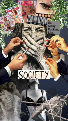 a collage of photos with the words society written on them