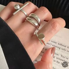 New Sterling Silver Punk Ring Nice Packaging Fast Shipping Silver Ring Set Chunky, Nail Rings Silver, Silverchunky Rings, Edgy Rings Grunge Silver, Chunky Silver Rings Stacked, Grunge Rings Silver, Ring Party Jewelry, Index Finger Rings, Geometric Nail