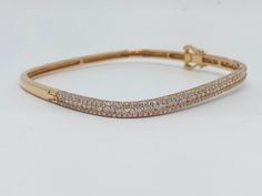 Diamond Bracelet Design, Diamond Jewelry Designs, Gold Bracelet Cuff, Real Diamonds, Gold Bangles, Bracelet Designs, 18k Rose Gold, Pave Diamonds, Bangle Bracelet