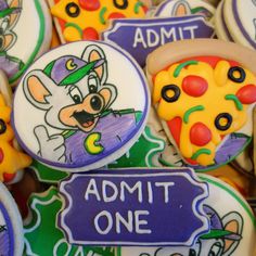 decorated cookies with cartoon characters on them for an admin one birthday party or special occasion