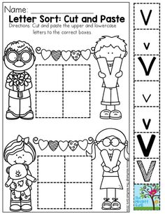 letter sort cut and paste worksheet for kids to practice letters with the letter w