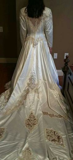 Wedding Dress. Bought At Lowe's Bridal In Brinkley Arkansas. In Great Shape. All The Buttons Are In Tact. We Just Didn't Button Every One Up In The Back. Catholic Wedding Dresses, Wedding Dress Color, Catholic Wedding, Colored Wedding Dresses, Wedding Dresses Vintage, Arkansas, Vintage Wedding, The Back, Victorian Dress