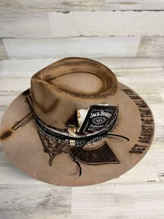 The Gambler Cowgirl Hat Custom Burned - Bourbon Cowgirl