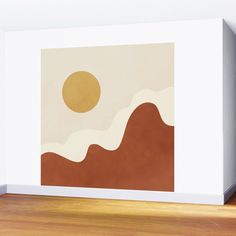 an image of a painting on the wall with wood flooring in front of it