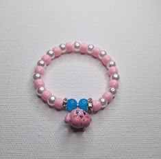 ༺♡༻ Cute Kirby bracelet with handmade charm made of polymer clay! You also get cute sticker freebies!  If you need a custom size please put it in the personalization box ♡ *Note These charms are handmade by me, please note there might be little flaws. Please handle it with care. Thank you so much︶ﾉ ༺♡༻ Kirby Bracelet, Kirby Gifts, Kirby Necklace, Kirby Earrings, Sticker Freebies, Kirby Merchandise, Cute Kirby, Handmade Charms, Tucson Az