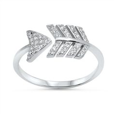 Women's Open Arrow White Cubic Zirconia Ring 925 Sterling Silver Band Jewelry Female Male Size 7 All our silver jewelry is crafted from .925 silver also commonly referred to as sterling silver. Sterling silver is the standard for beautiful high-quality silver jewelry and can not be replicated by lower priced silver plated jewelry. It is 92.5% pure silver, mixed with alloys to add strength and durability to stand the test of time. We promise superior service which includes fast shipping, great co Sterling Silver Stackable Rings With Pave Setting, Adjustable Silver Stackable Rings With Cubic Zirconia, Adjustable Silver Cubic Zirconia Stackable Rings, Adjustable Stackable Silver Rings With Cubic Zirconia, Adjustable Sterling Silver Diamond Promise Ring, Adjustable Silver Jewelry With Pave Setting, Silver Adjustable Diamond Ring Fine Jewelry, Adjustable Silver Diamond Ring, Adjustable Silver Diamond Ring Fine Jewelry