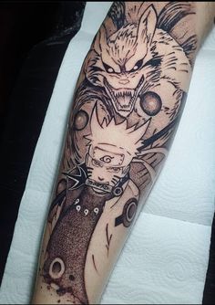 a man with a wolf tattoo on his arm