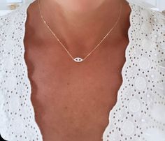 Tiny Gold Necklace Dainty Gold Necklace Gold Necklace Evil - Etsy Tiny Gold Necklace, Dainty Gemstone Necklace, Necklace Evil Eye, Tiny Necklace, Evil Eye Necklace Gold, Gold Necklace Simple, Dainty Gold Necklace, Jewelry Fashion Trends, Gift For Her Birthday