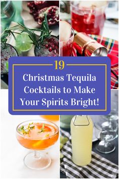 Collage of 4 christmas tequila cocktails. Christmas Cocktails With Tequila, Tequila Holiday Cocktails, Tequila Christmas Cocktails, Winter Mixed Drinks, Tequila Drinks Easy, Holiday Drinks Alcohol Christmas, Fun Holiday Drinks, Tequila Cocktail Recipes, Tequila Mixed Drinks