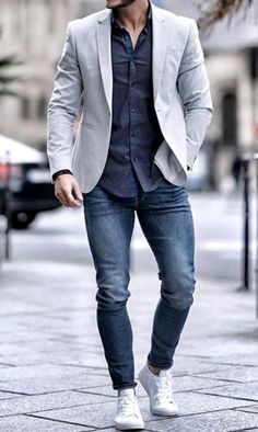 Men’s Sport Jacket And Jeans, Sports Coat And Jeans, Menswear Streetwear, Blazer Outfits Men, Smart Casual Menswear, Mens Business Casual Outfits, Mens Fashion Blazer, Mens Casual Outfits Summer, Men Fashion Casual Shirts