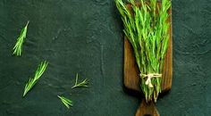 some green grass on a wooden cutting board