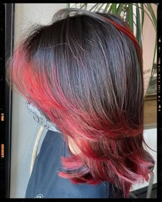 Wolf Cut Hair Dyed Tips, Red Hair Inspo, Peekaboo Hair, Dyed Red Hair, Dyed Hair Inspiration