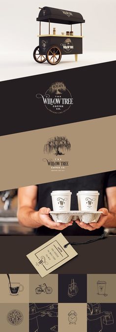 the logo for willow tree coffee roast is shown in black and white, with an image of