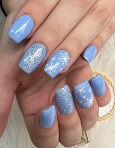 Blue Christmas Nails Winter Sparkle, Nails, Beauty