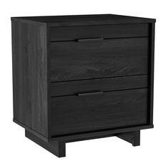 Modern Bedroom Nightstand in Grey Black Wood Finish - Team Spirit Store USA Contemporary Bedrooms, Bedside Furniture, Modern Style Bedroom, Oak Nightstand, Kids Nightstand, Modern Bedside, Albus Dumbledore, 2 Drawer Nightstand, Modern Nightstand