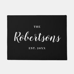 the robertsons logo on a black background with white lettering that reads,'the robertsons est 20x