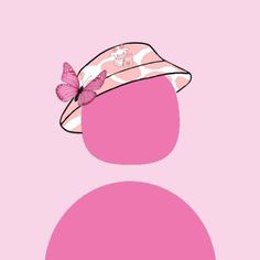 a pink hat with a butterfly on it