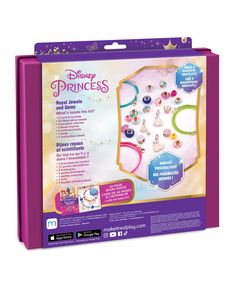 the disney princess jewelry set is shown in its box with instructions on how to make it