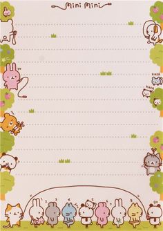 an animal themed station paper with animals on the border and writing space in the middle