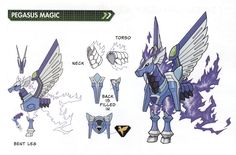 the concept art for pegasus's magic