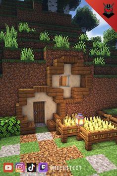 an image of a minecraft living room in the middle of a field with trees and bushes