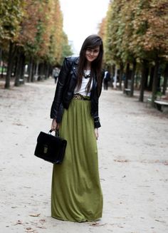 Maxi Skirt Winter, Maxi Vestidos, Winter Maxi, Green Maxi Skirt, Skirt Inspiration, Maxi Rok, Green Maxi