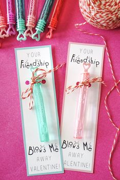 two valentine's day gift tags with twine on them and the text free printable