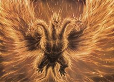 an artistic painting of a fire breathing creature