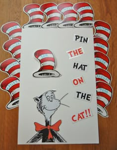 the dr seuss hat on the cat in the hat stickers are arranged next to each other