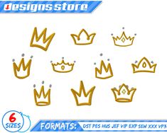 gold crown cutouts are shown on a white background