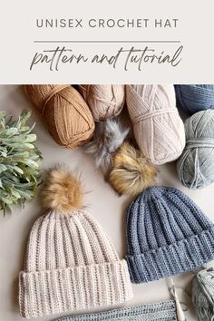 crochet hat pattern and instructions for beginners to make hats with pom - poms